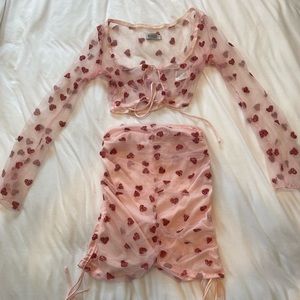 Beginning Boutique pink heart two piece set